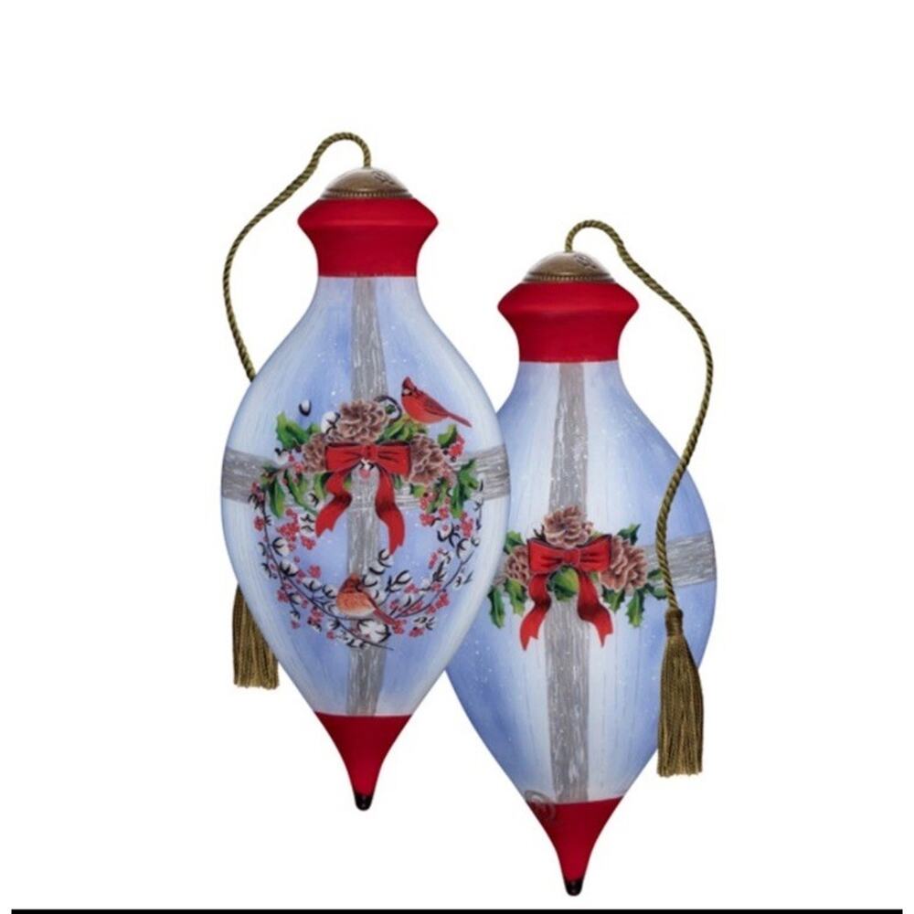 Cardinal Christmas Wreath Ornament New 2025 NEQWA ART Ne'qwa Art 7251128 COA